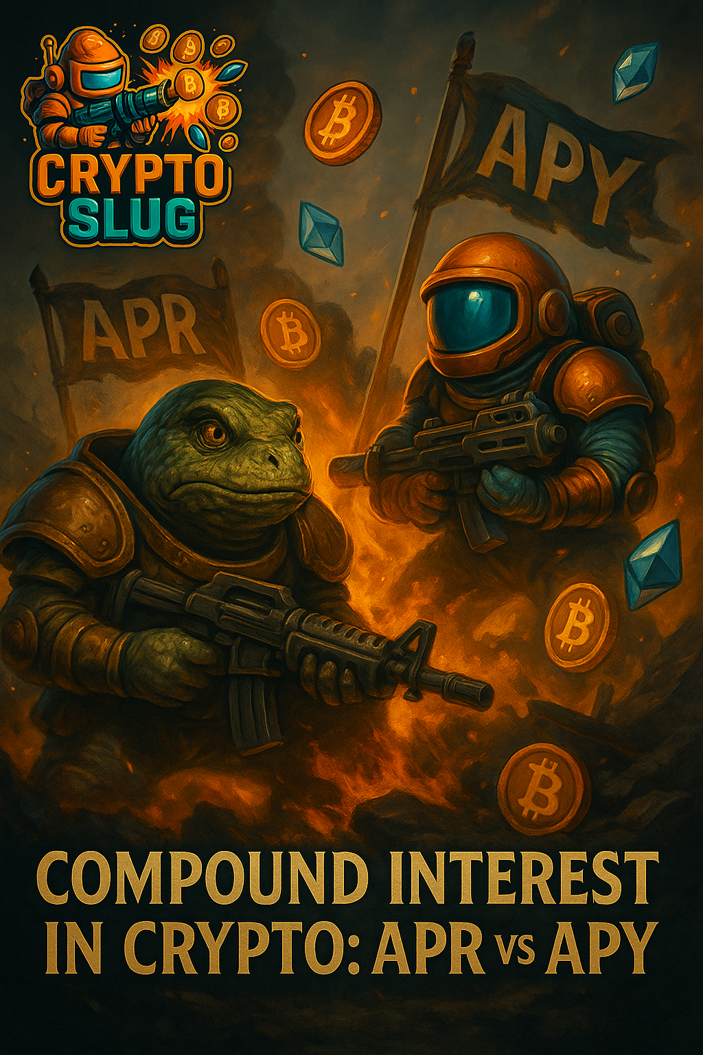 Juros compostos em cripto — APR vs APY — CryptoSlug