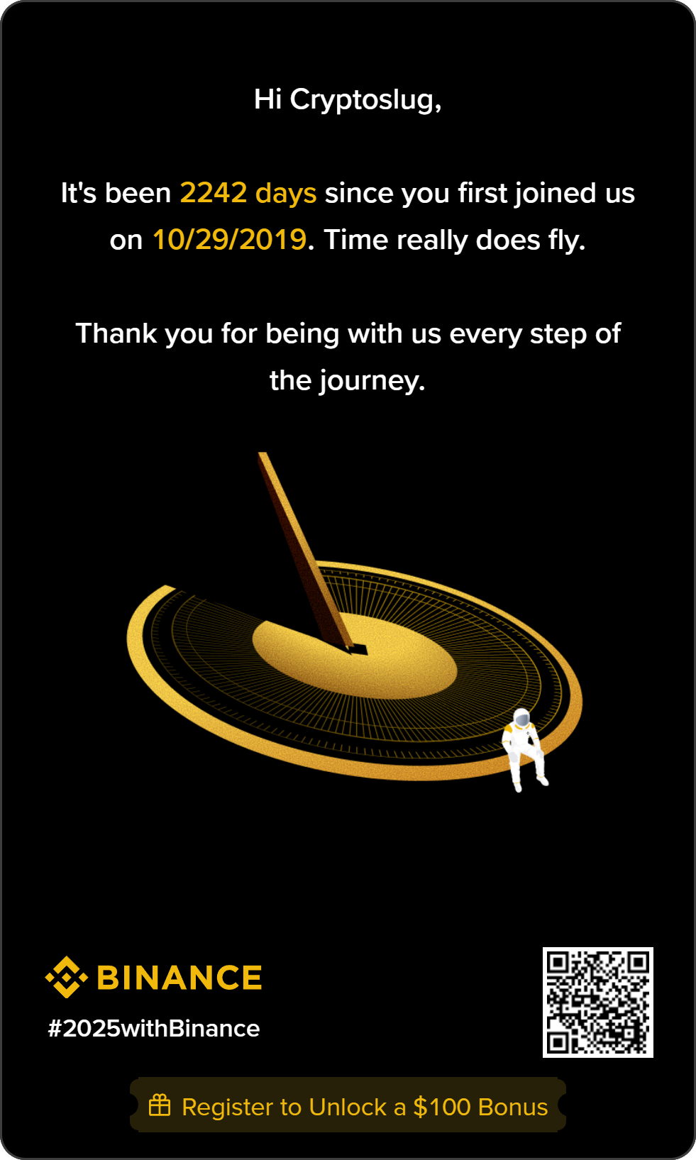 Binance Year in Review - Dias de conta