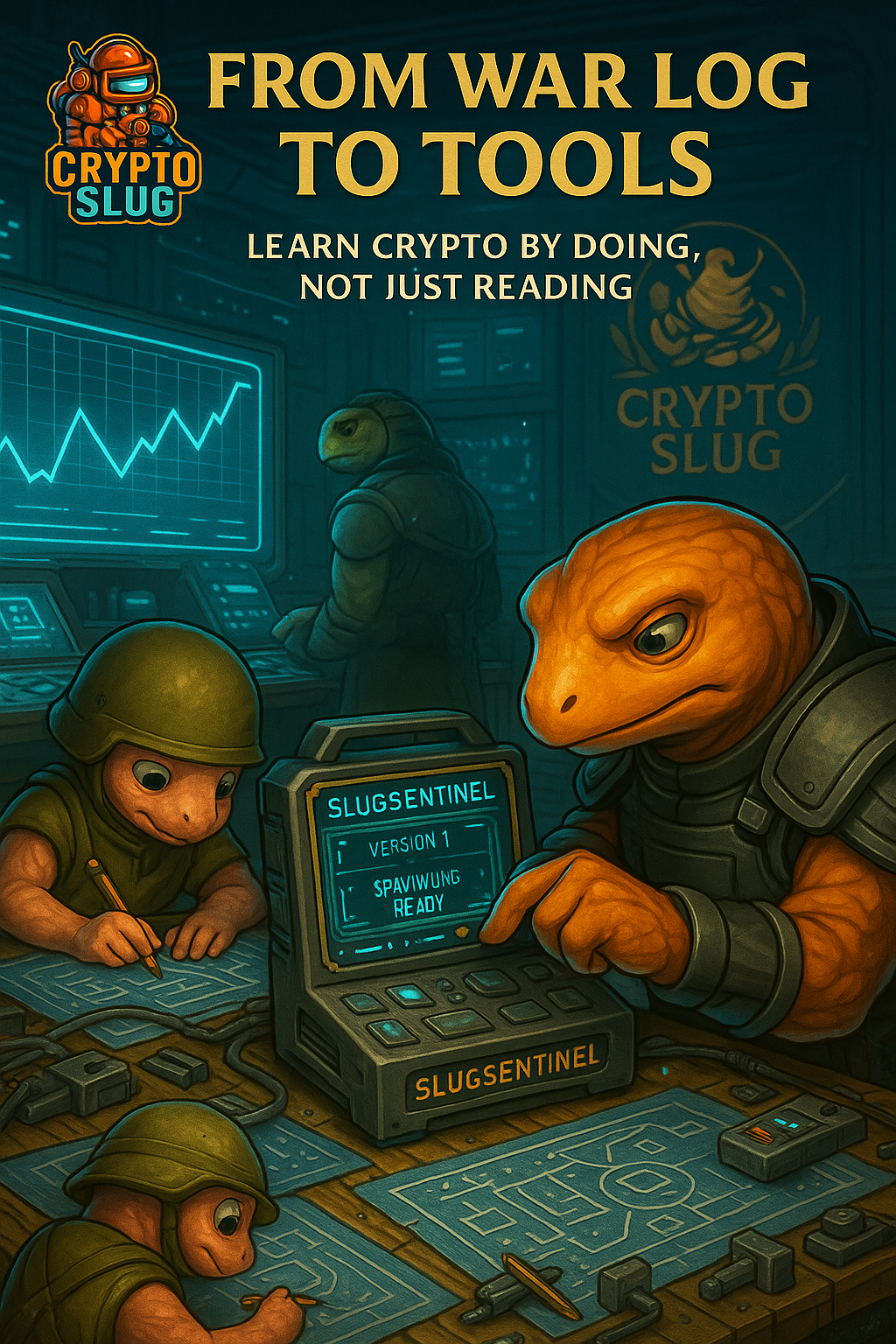 Do Diário de Guerra às ferramentas — aprender cripto a mexer, não só a ler — CryptoSlug