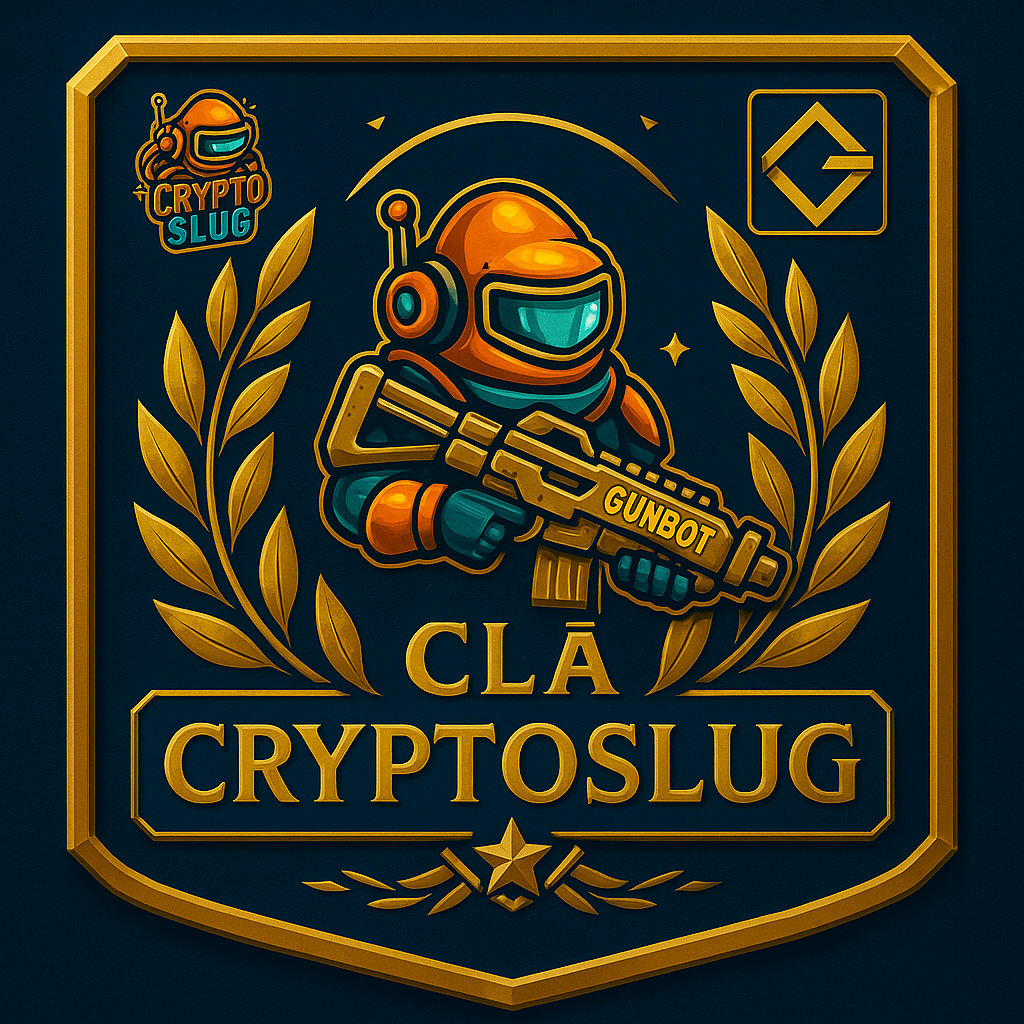 Insígnia do Clã CryptoSlug com elementos dourados e prateados